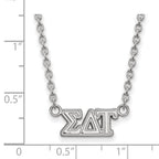Sterling Silver Rhodium-plated LogoArt Sigma Delta Tau Sorority Greek Letters Medium Pendant 18 inch Necklace