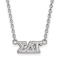 Sterling Silver Rhodium-plated LogoArt Sigma Delta Tau Sorority Greek Letters Medium Pendant 18 inch Necklace