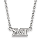 Sterling Silver Rhodium-plated LogoArt Sigma Delta Tau Sorority Greek Letters Medium Pendant 18 inch Necklace