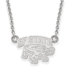 Sterling Silver Rhodium-plated LogoArt San Francisco State University Small Pendant 18 inch Necklace