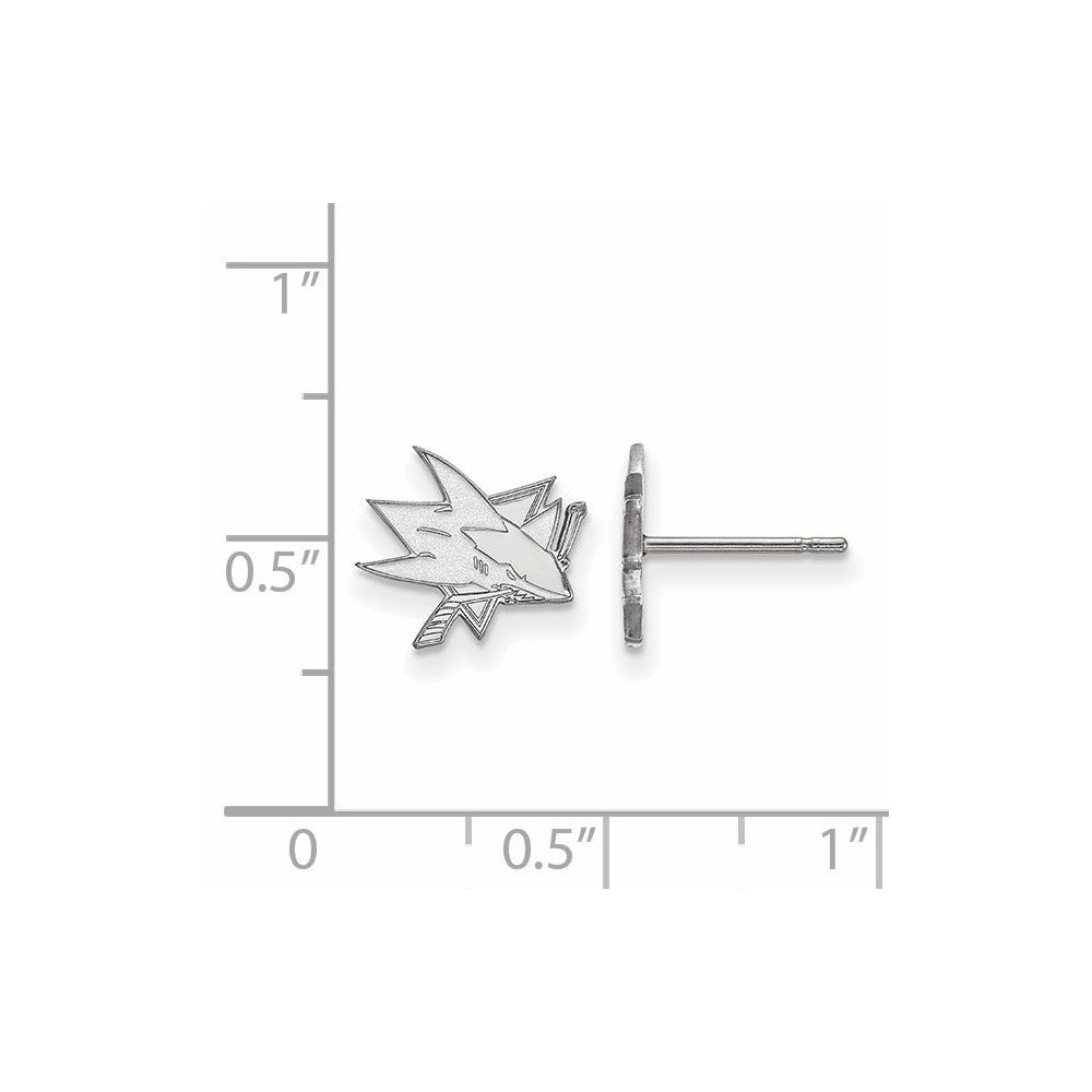 14k White Gold NHL LogoArt San Jose Sharks Extra Small Post Earrings