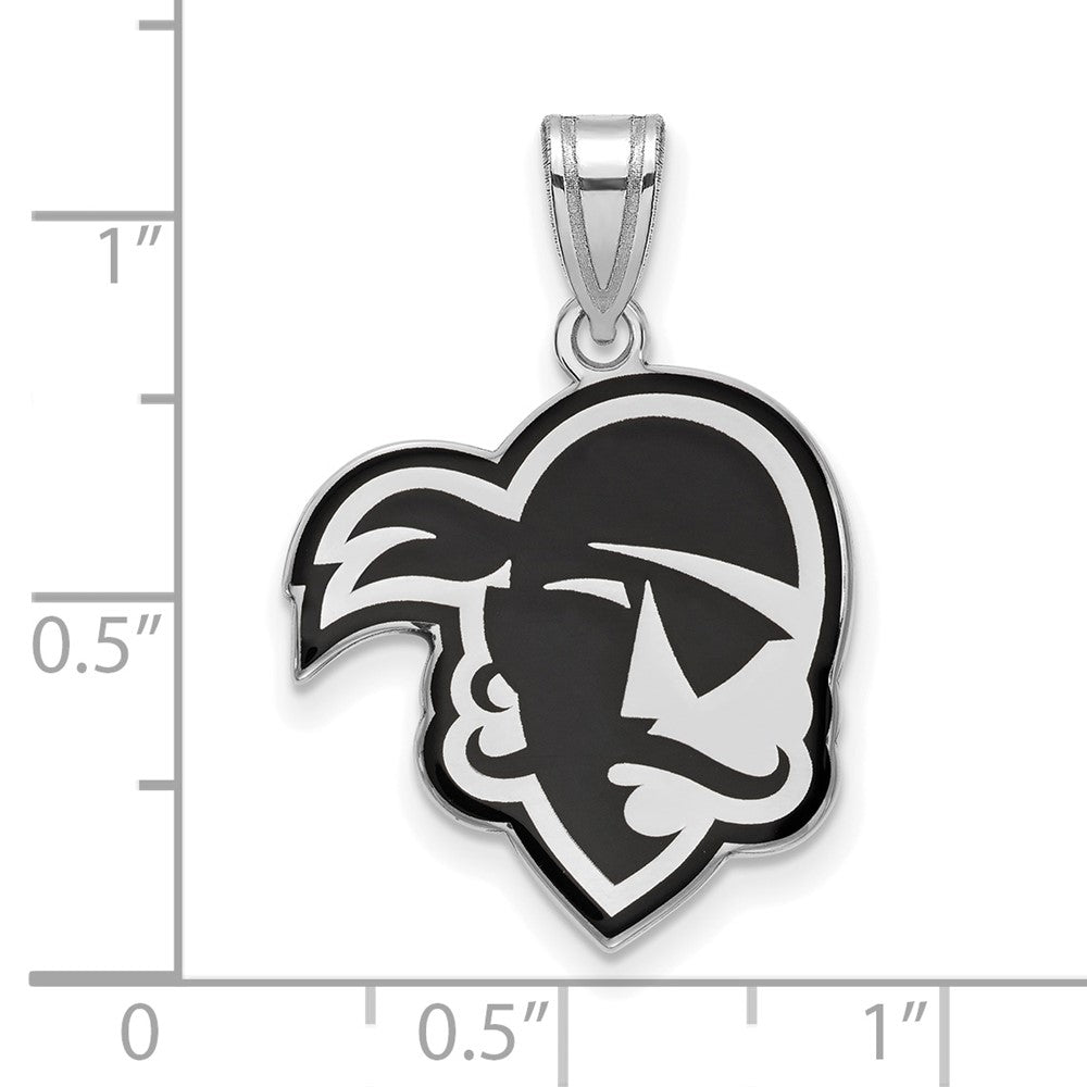 Sterling Silver Rhodium-plated LogoArt Seton Hall University Pirate Large Enameled Pendant