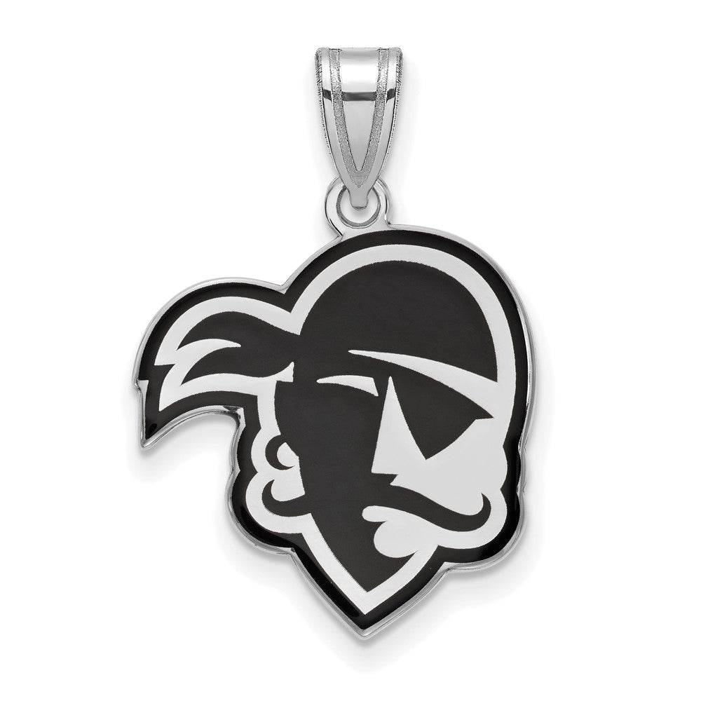 Sterling Silver Rhodium-plated LogoArt Seton Hall University Pirate Large Enameled Pendant