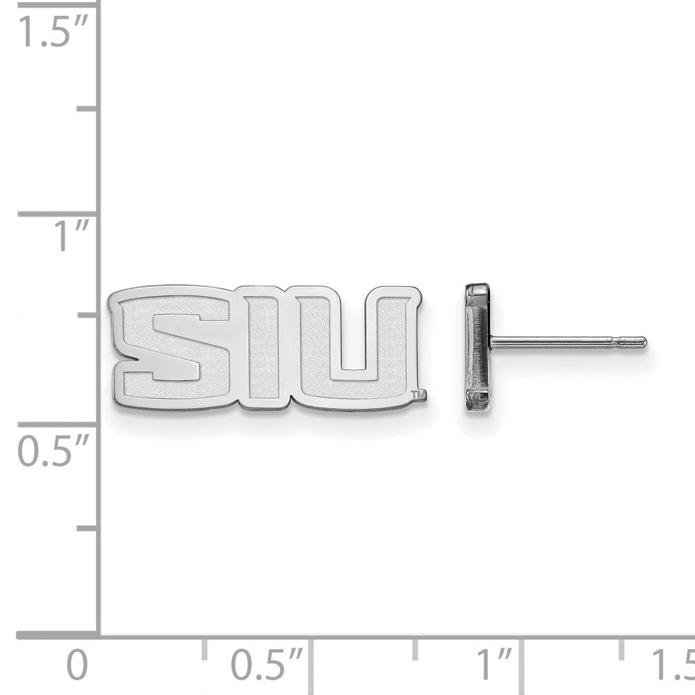Sterling Silver Rhodium-plated LogoArt Southern Illinois University S-I-U Extra Small Post Earrings