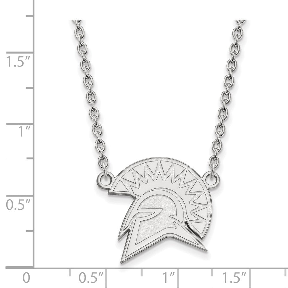 14k White Gold LogoArt San Jose State University Spartan Large Pendant 18 inch Necklace
