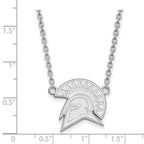 Sterling Silver Rhodium-plated LogoArt San Jose State University Spartan Large Pendant 18 inch Necklace