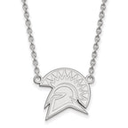 Sterling Silver Rhodium-plated LogoArt San Jose State University Spartan Large Pendant 18 inch Necklace