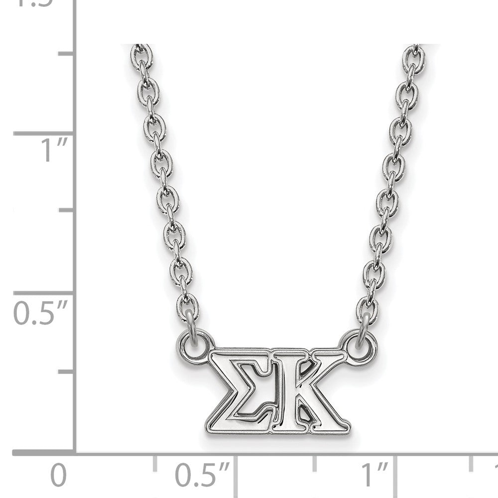Sterling Silver Rhodium-plated LogoArt Sigma Kappa Sorority Greek Letters Medium Pendant 18 inch Necklace