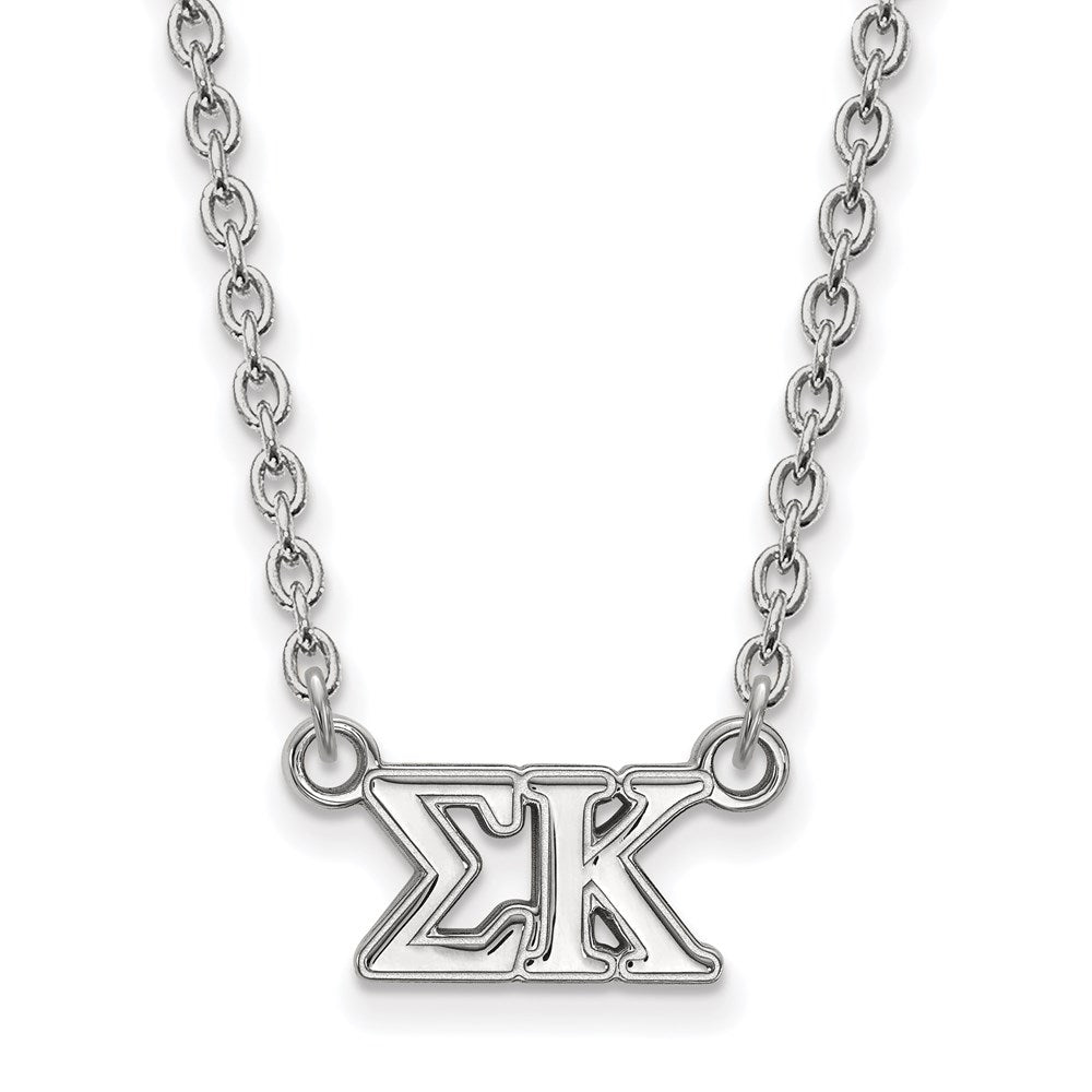 Sterling Silver Rhodium-plated LogoArt Sigma Kappa Sorority Greek Letters Medium Pendant 18 inch Necklace