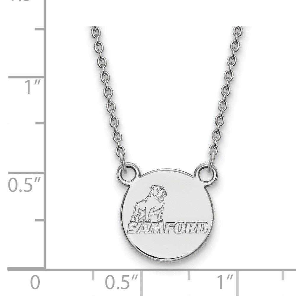 14k White Gold LogoArt Samford University Small Disc Pendant 18 inch Necklace