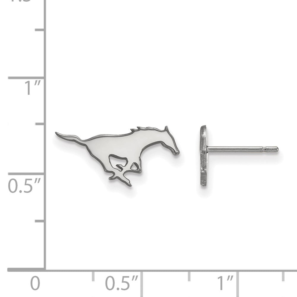 Sterling Silver Rhodium-plated LogoArt Southern Methodist University Mustang Extra Small Post Earrings