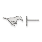 Sterling Silver Rhodium-plated LogoArt Southern Methodist University Mustang Extra Small Post Earrings