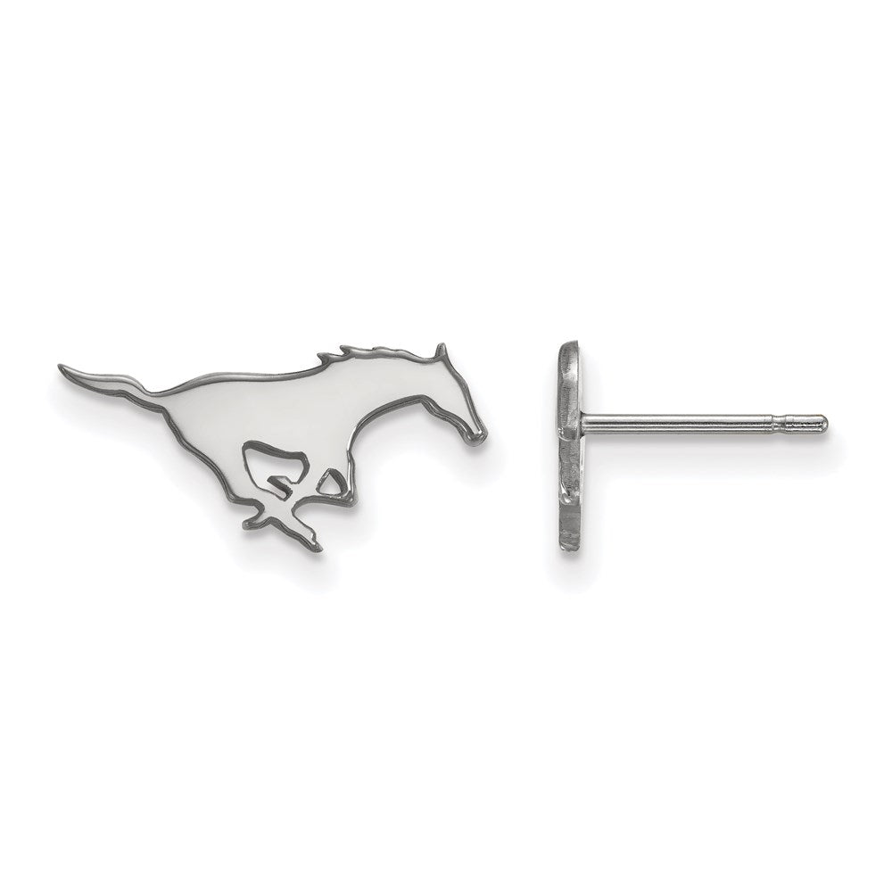 Sterling Silver Rhodium-plated LogoArt Southern Methodist University Mustang Extra Small Post Earrings