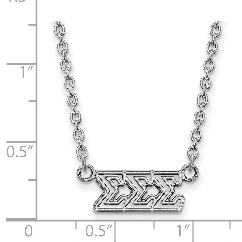 Sterling Silver Rhodium-plated LogoArt Sigma Sigma Sigma Sorority Greek Letters Medium Pendant 18 inch Necklace