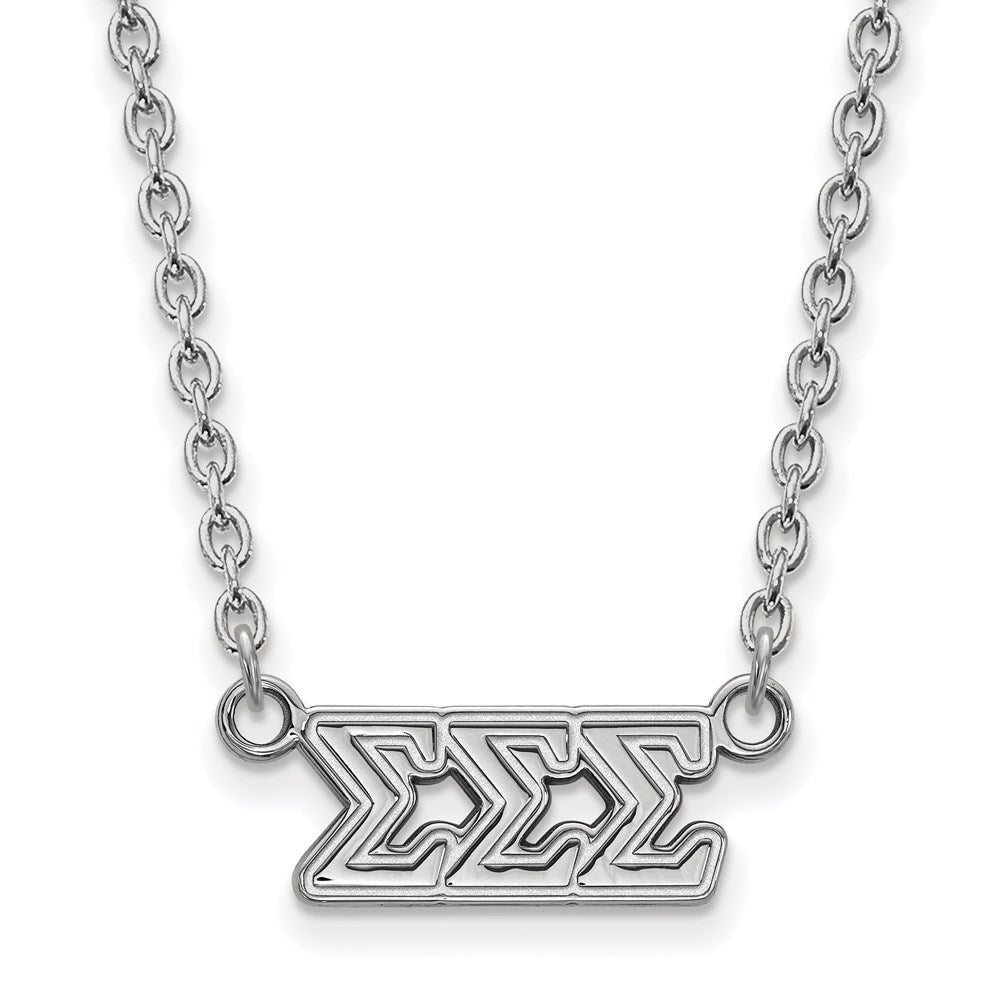 Sterling Silver Rhodium-plated LogoArt Sigma Sigma Sigma Sorority Greek Letters Medium Pendant 18 inch Necklace