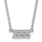 Sterling Silver Rhodium-plated LogoArt Sigma Sigma Sigma Sorority Greek Letters Medium Pendant 18 inch Necklace