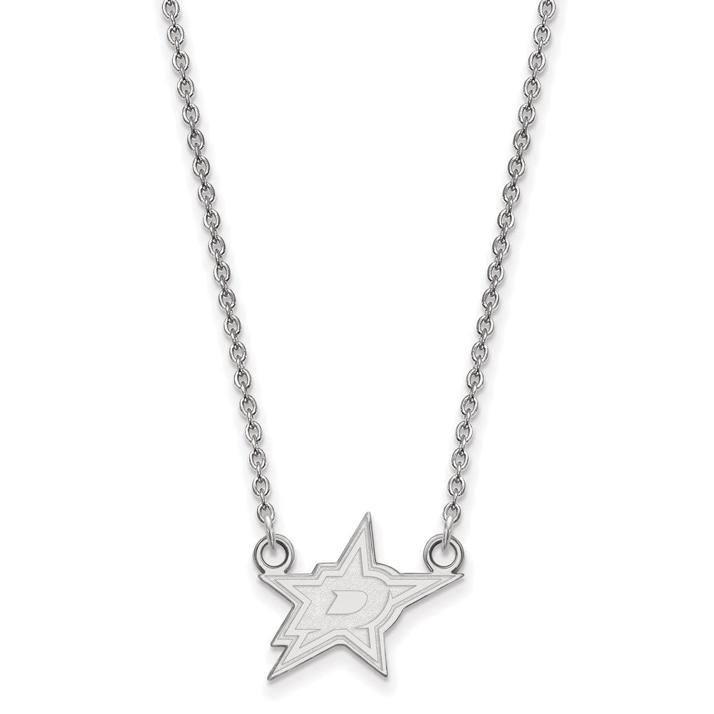 10k White Gold NHL LogoArt Dallas Stars Small Pendant 18 inch Necklace