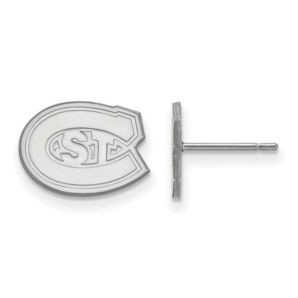 Sterling Silver Rhodium-plated LogoArt St. Cloud State University Extra Small Post Earrings
