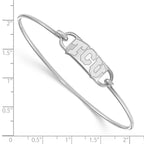 Sterling Silver Rhodium-plated LogoArt Texas Christian University T-C-U Small Center 7 inch Wire Bangle
