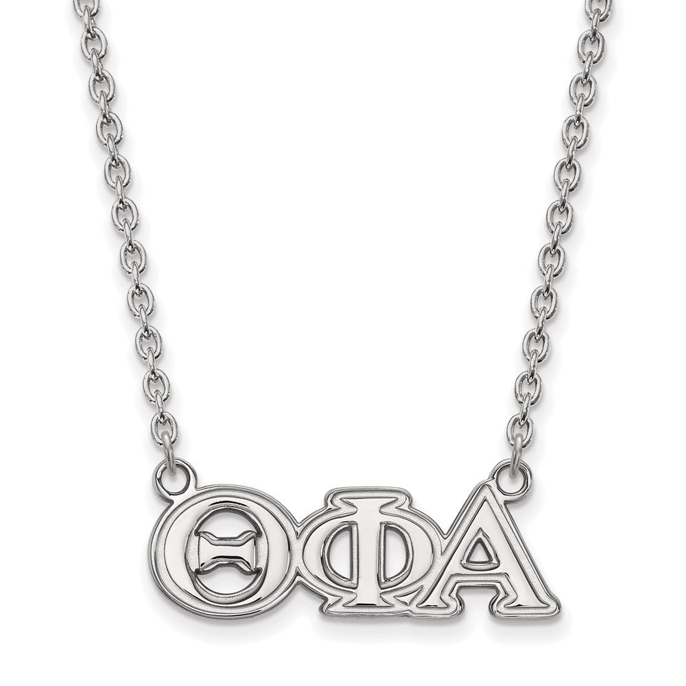 Sterling Silver Rhodium-plated LogoArt Theta Phi Alpha Sorority Greek Letters Medium Pendant 18 inch Necklace