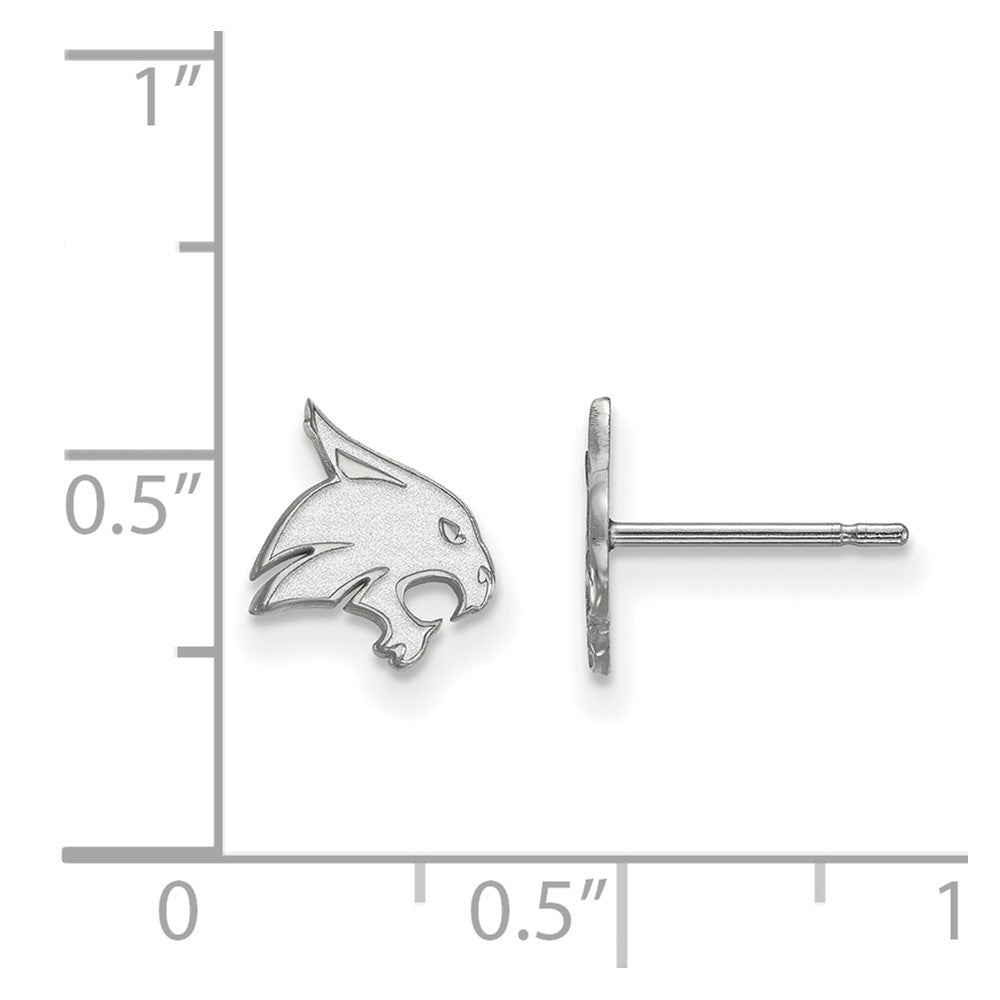 10k White Gold LogoArt Texas State University Bobcat Extra Small Post Earrings