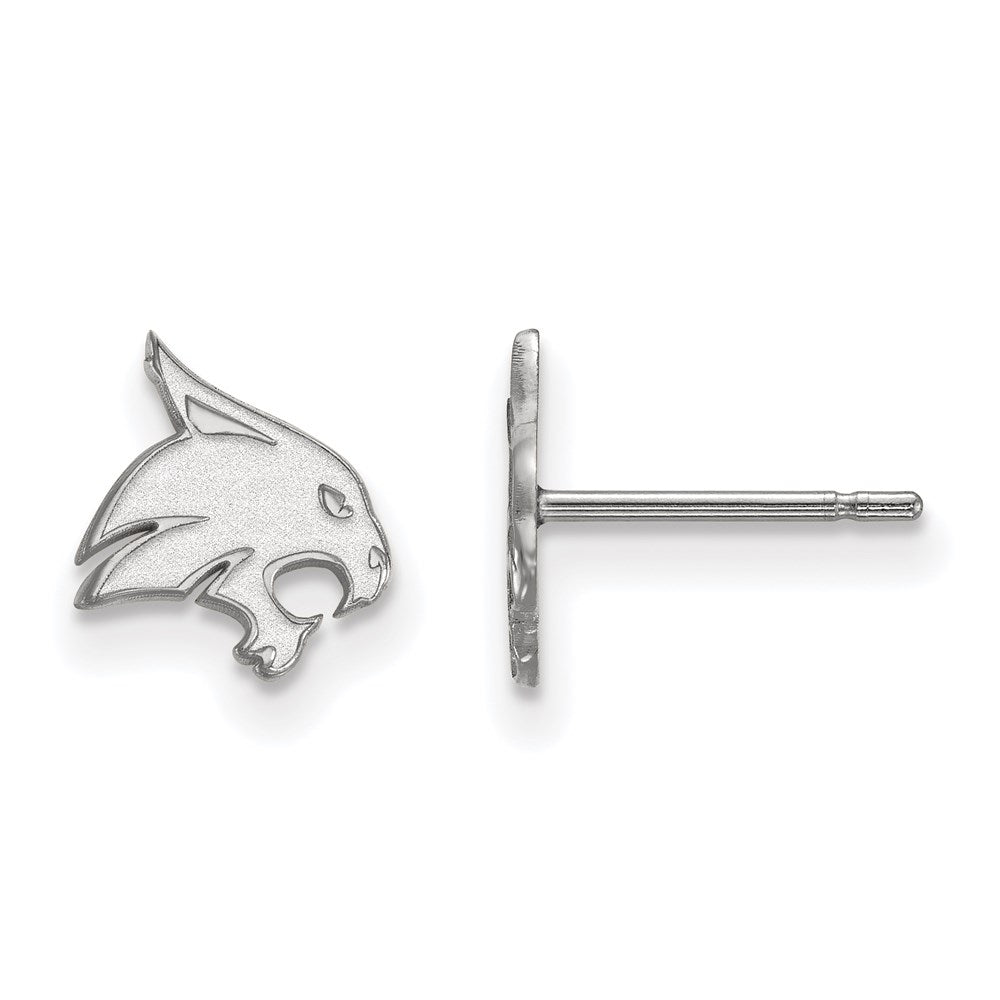 14k White Gold LogoArt Texas State University Bobcat Extra Small Post Earrings