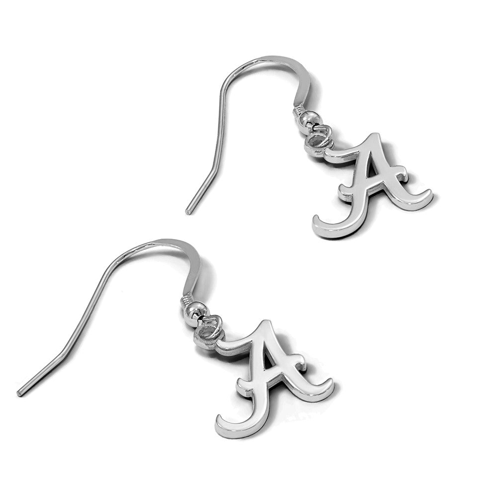 Sterling Silver Rhodium-plated LogoArt University of Alabama Letter A Small Dangle Wire Earrings