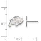 10k White Gold LogoArt University of Colorado Buffalo Extra Small Post Earrings