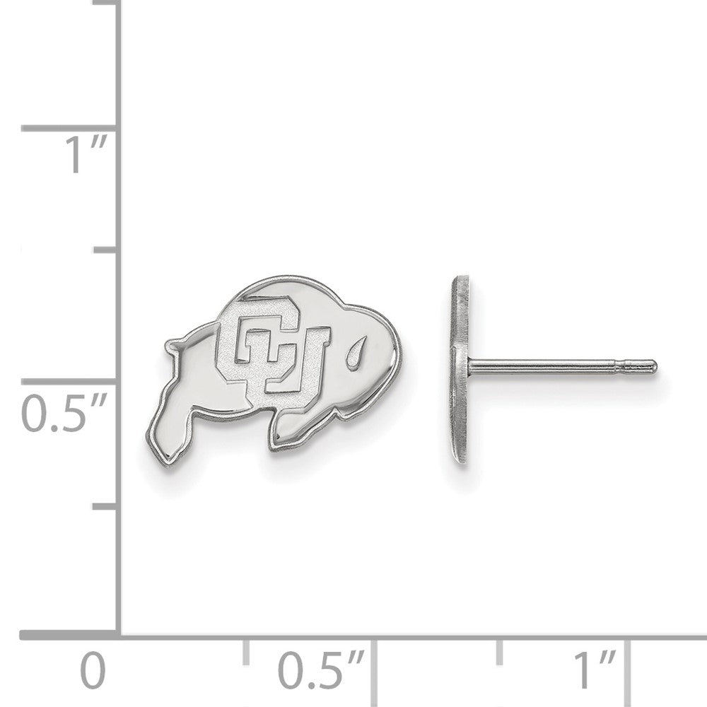 10k White Gold LogoArt University of Colorado Buffalo Extra Small Post Earrings