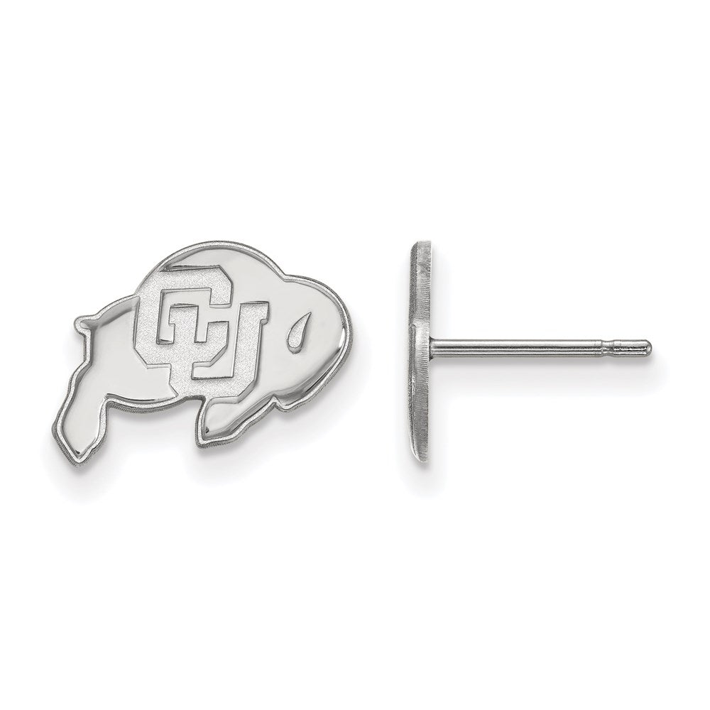 10k White Gold LogoArt University of Colorado Buffalo Extra Small Post Earrings