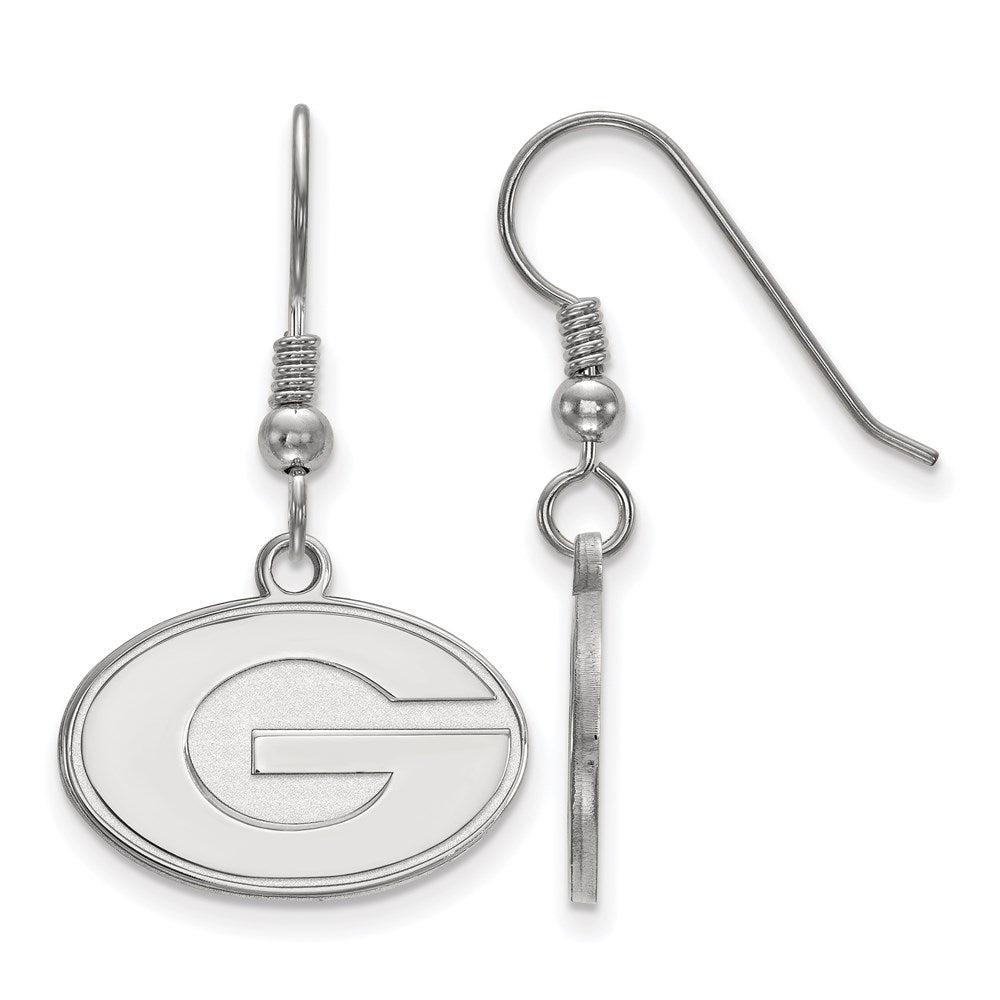 Sterling Silver Rhodium-plated LogoArt University of Georgia Letter G Small Dangle Wire Earrings