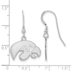 Sterling Silver Rhodium-plated LogoArt University of Iowa Hawk Small Dangle Wire Earrings