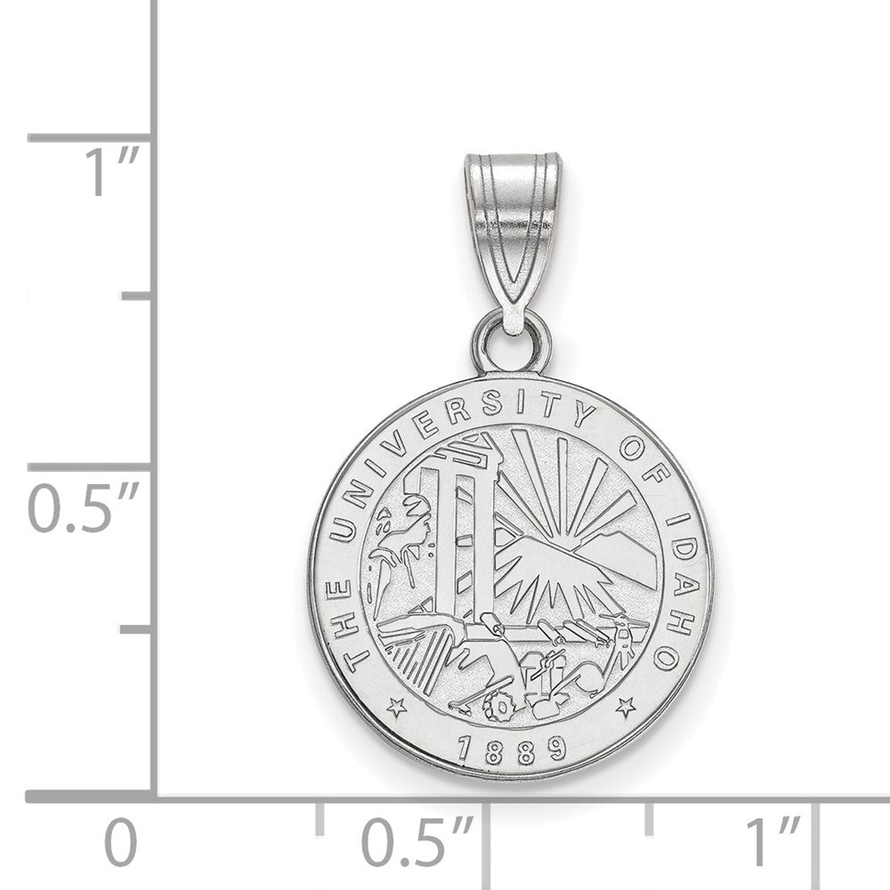 Sterling Silver Rhodium-plated LogoArt University of Idaho Medium Crest Pendant