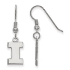 Sterling Silver Rhodium-plated LogoArt University of Illinois Letter I Small Dangle Wire Earrings