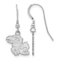 Sterling Silver Rhodium-plated LogoArt University of Kansas Jayhawk Small Dangle Wire Earrings