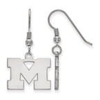 Sterling Silver Rhodium-plated LogoArt University of Michigan Letter M Small Dangle Wire Earrings