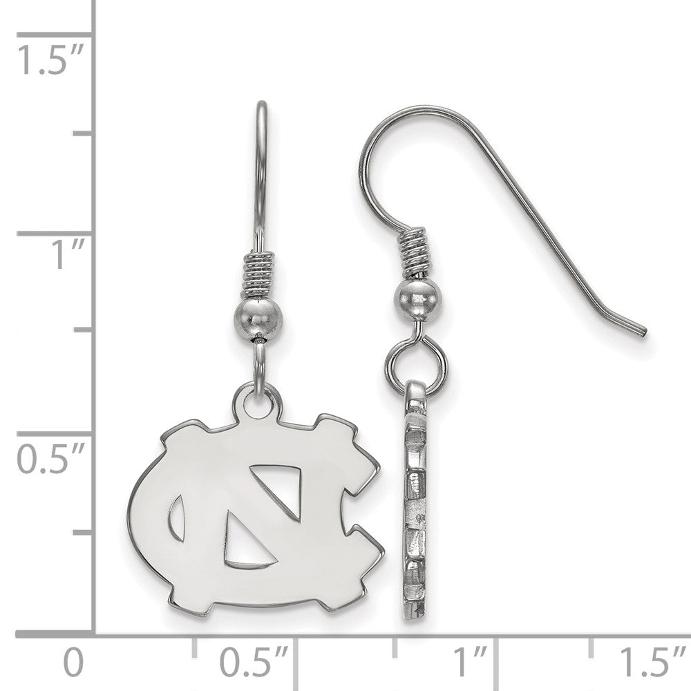 Sterling Silver Rhodium-plated LogoArt University of North Carolina N-C Small Dangle Wire Earrings