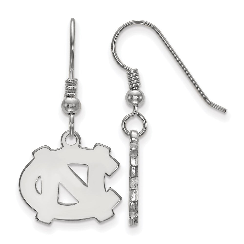 Sterling Silver Rhodium-plated LogoArt University of North Carolina N-C Small Dangle Wire Earrings