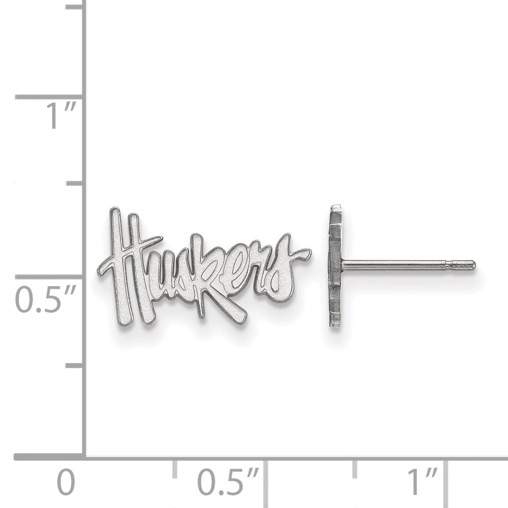 Sterling Silver Rhodium-plated LogoArt University of Nebraska Huskers Extra Small Post Earrings