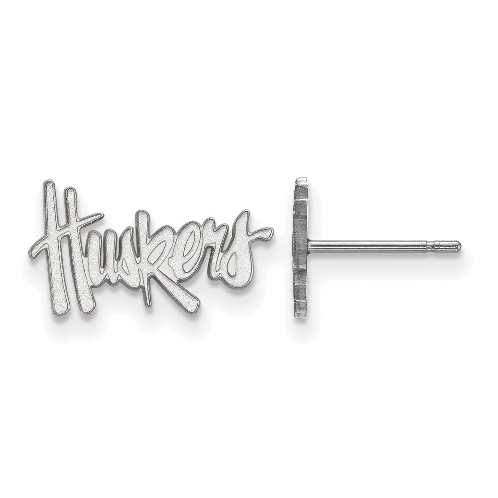 Sterling Silver Rhodium-plated LogoArt University of Nebraska Huskers Extra Small Post Earrings