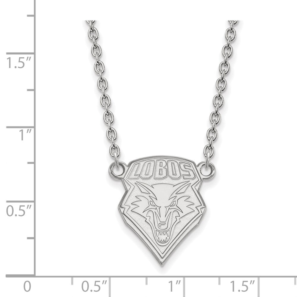 Sterling Silver Rhodium-plated LogoArt University of New Mexico Large Pendant 18 inch Necklace