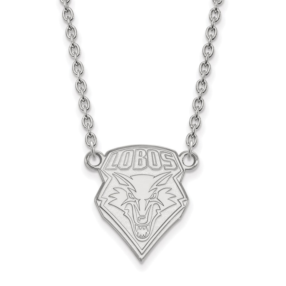 14k White Gold LogoArt University of New Mexico Large Pendant 18 inch Necklace