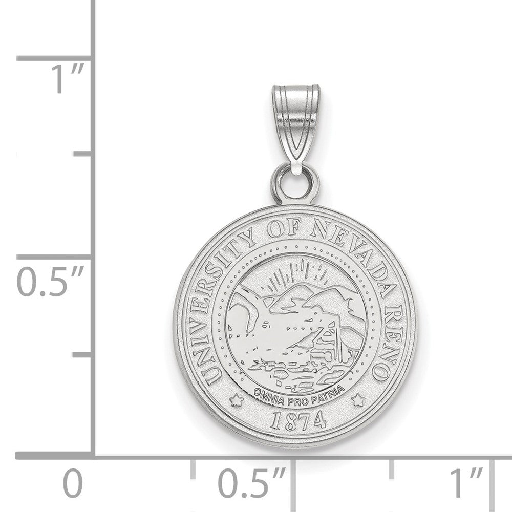 Sterling Silver Rhodium-plated LogoArt University of Nevada-Reno Medium Crest Pendant