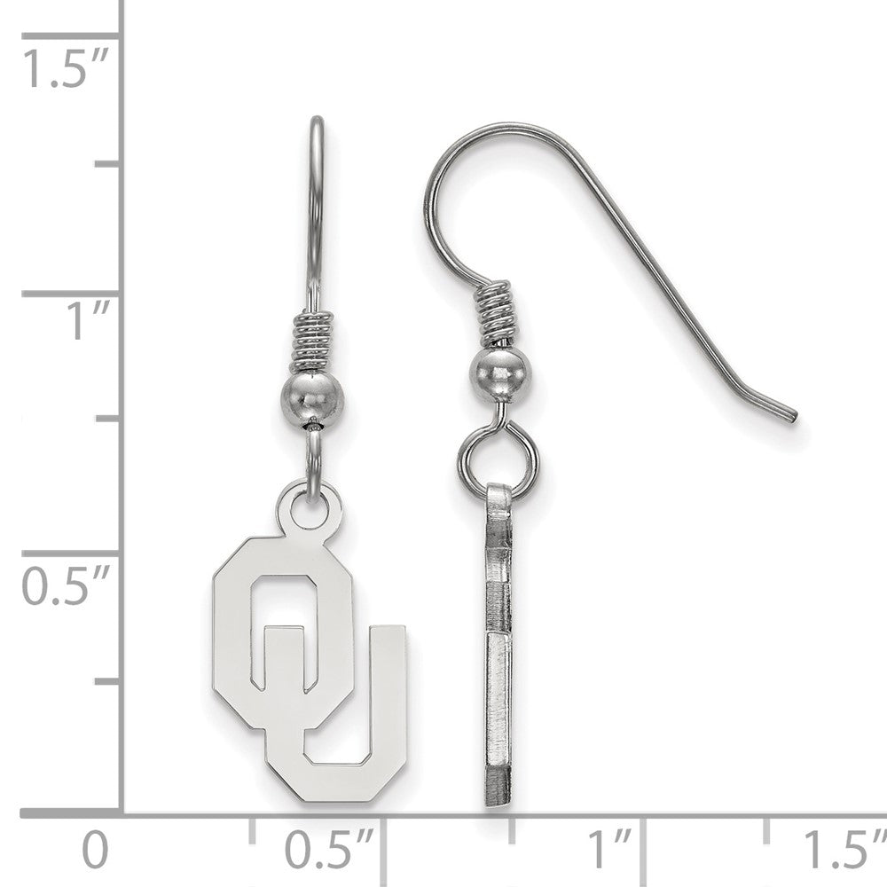 Sterling Silver Rhodium-plated LogoArt University of Oklahoma O-U Small Dangle Wire Earrings