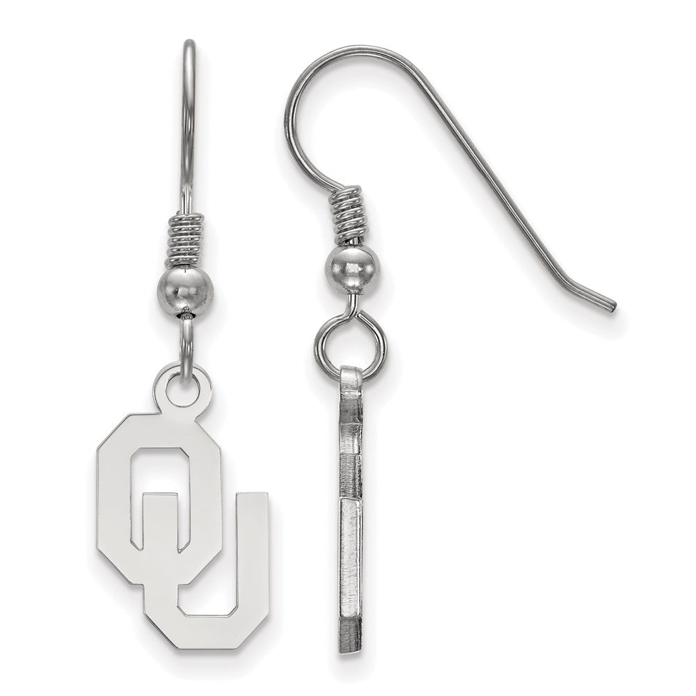 Sterling Silver Rhodium-plated LogoArt University of Oklahoma O-U Small Dangle Wire Earrings