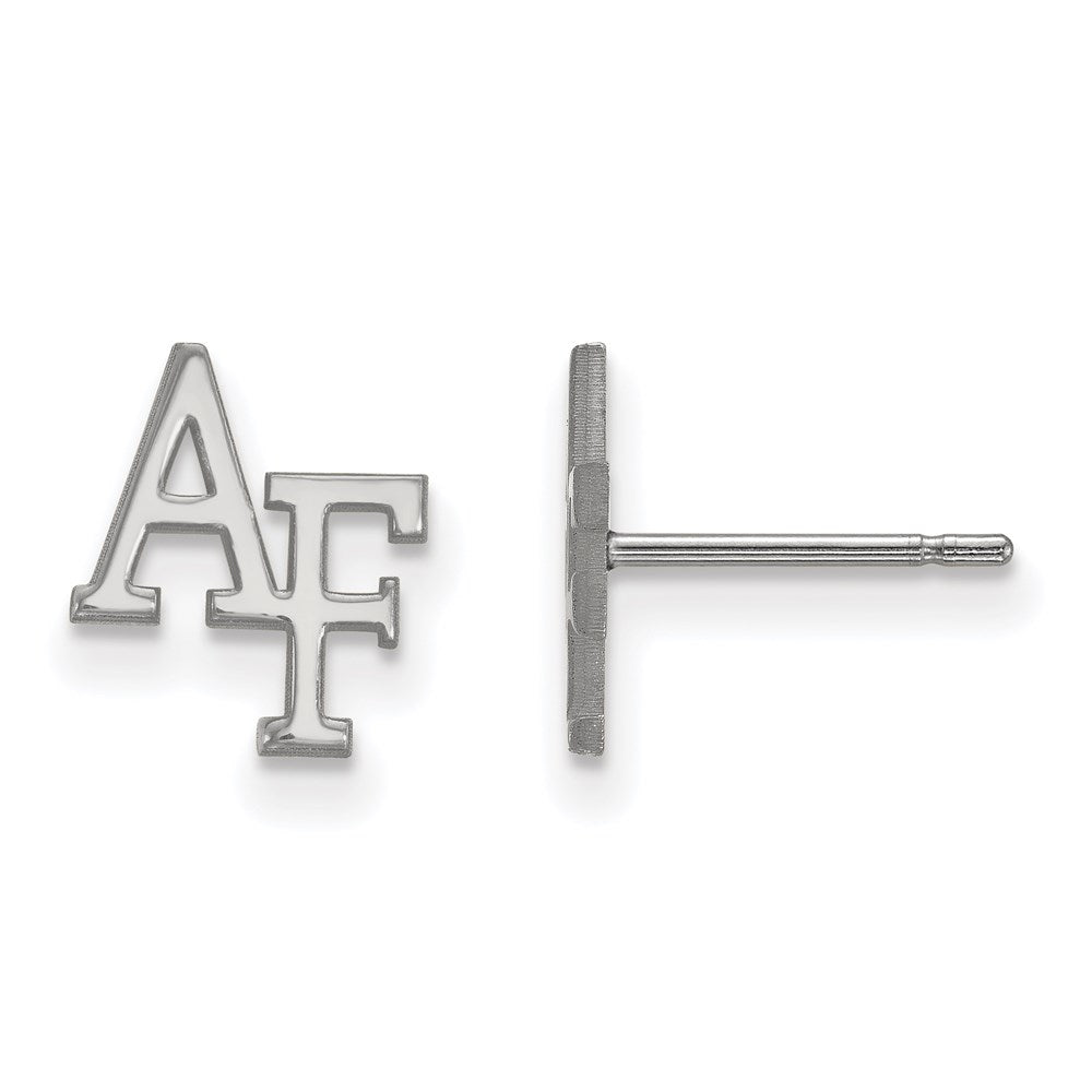 14k White Gold LogoArt United States Air Force Academy A-F Extra Small Post Earrings