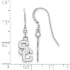 Sterling Silver Rhodium-plated University of Southern California S-C Small Dangle Wire Earrings