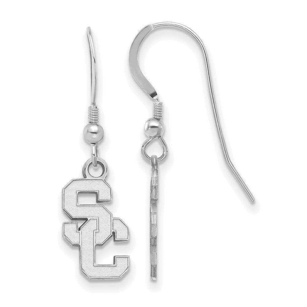Sterling Silver Rhodium-plated University of Southern California S-C Small Dangle Wire Earrings