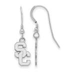 Sterling Silver Rhodium-plated University of Southern California S-C Small Dangle Wire Earrings