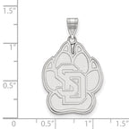 Sterling Silver Rhodium-plated LogoArt University of South Dakota Extra Large Pendant
